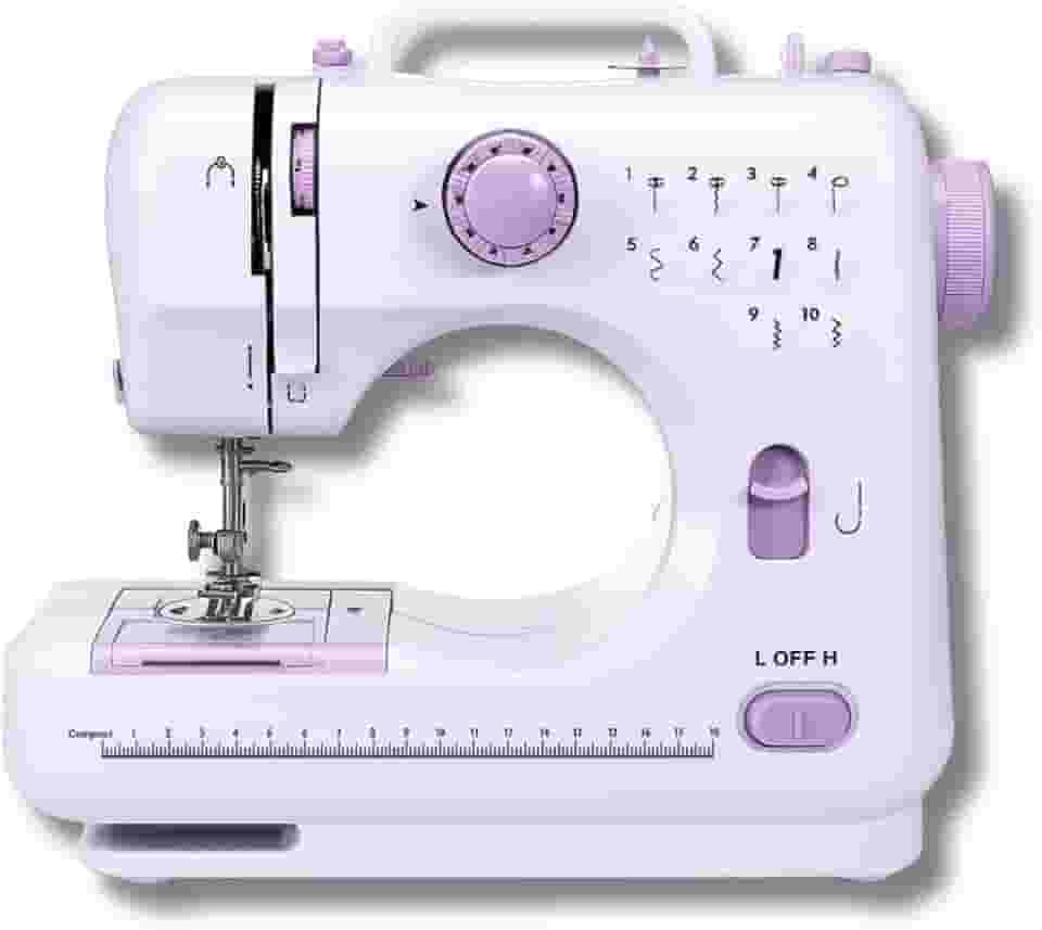 Máquina de Costura Portátil Elétrica Bivolt com Pedal LED Compacta Dupla Costura Doméstica de Alta Precisão Leve e Prática Ideal para Reparo e Criação de Roupas Artesanato