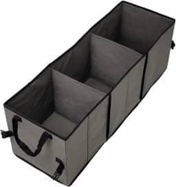 Organizador de Porta Malas Dobrável 3 Compartimentos 84 cm - Suporta 25 kg - Universal para Todos os Carros - Cinza Grafite