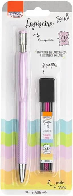 BRW Lapiseira 2.0mm + Tubo Grafite 6 un. Soul Cor Pastel - BRW COR:LILÁS