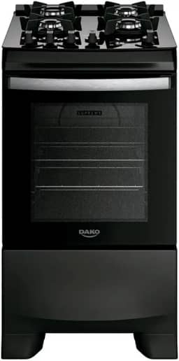 Fogão 4 Bocas Dako Supreme Black Glass com Timer Digital e Mesa de Vidro Preto Bivolt