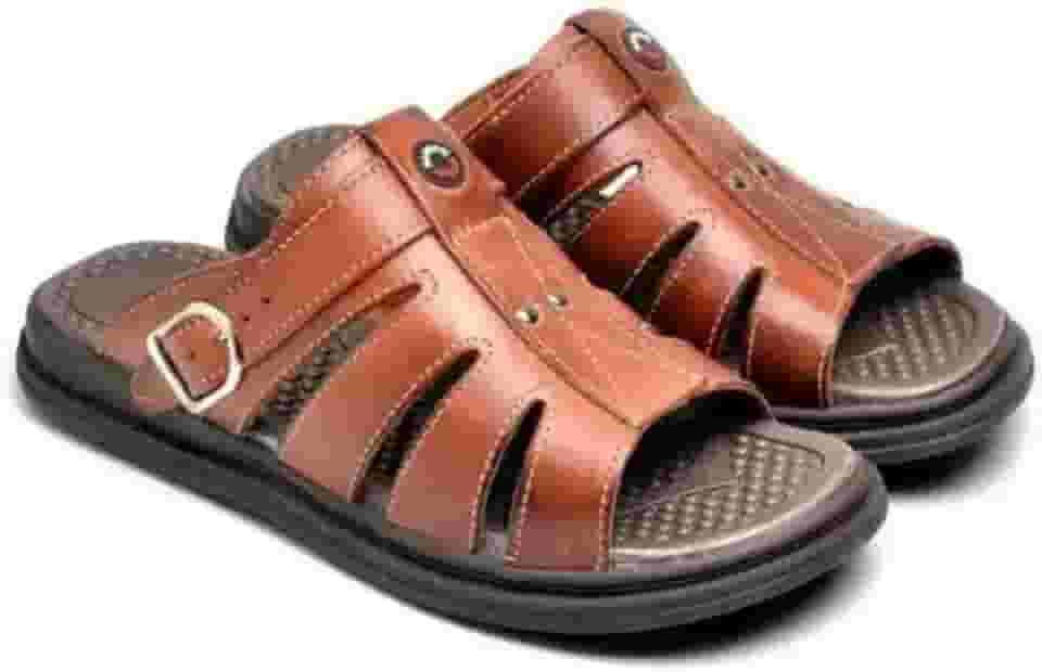 Sandália Masculina em Couro Legítimo, Ortopédica, Confortável, Anti Stress, Estilo Franciscana, Uso Diário