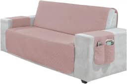 Capa Para Sofá RetráTil 2 E 3 Lugares (1,00-2,20m) – Protetor Matelada Com Porta Objetos(ROSE,2 Lugares (1,00m))