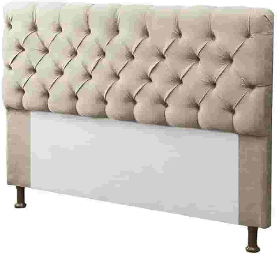 Cabeceira para Cama Box Casal 140cm Mirage c/Capitonê Suede Bege - Dl Decor