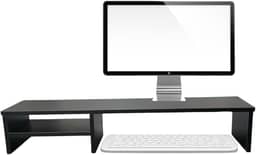 Suporte Para Monitor Elevado Mesa Home Office Setup Gamer Organizador MDF 80cm (Preto)