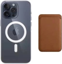 CORONITAS Kit Capa Magnética para iPhone 12 13 14 15 16 16e + Porta Cartão Magnético Premium, Modelo Slim (Marrom, iPhone 16 Pro Max)