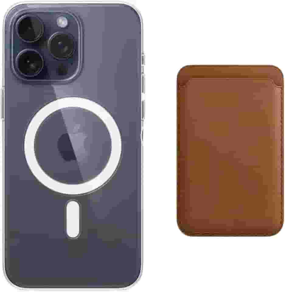 CORONITAS Kit Capa Magnética para iPhone 12 13 14 15 16 16e + Porta Cartão Magnético Premium, Modelo Slim (Marrom, iPhone 16 Pro Max)