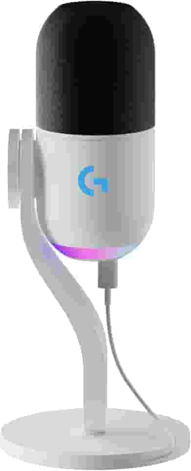 Microfone Dinâmico Gamer Logitech G Yeti GX com RGB LIGHTSYNC Captação Dinâmica Supercardioide, Conexão USB Plug and Play para Gravação de Conteúdo e Streaming em PC e Mac - Branco