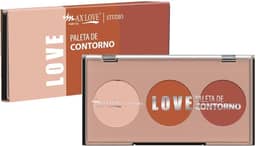Paleta Contorno Trio Max Love Cor 3 - Definição Facial Profissional, Maquiagem que Esfuma Fácil, Custo-Benefício, Peles Morenas e Negras