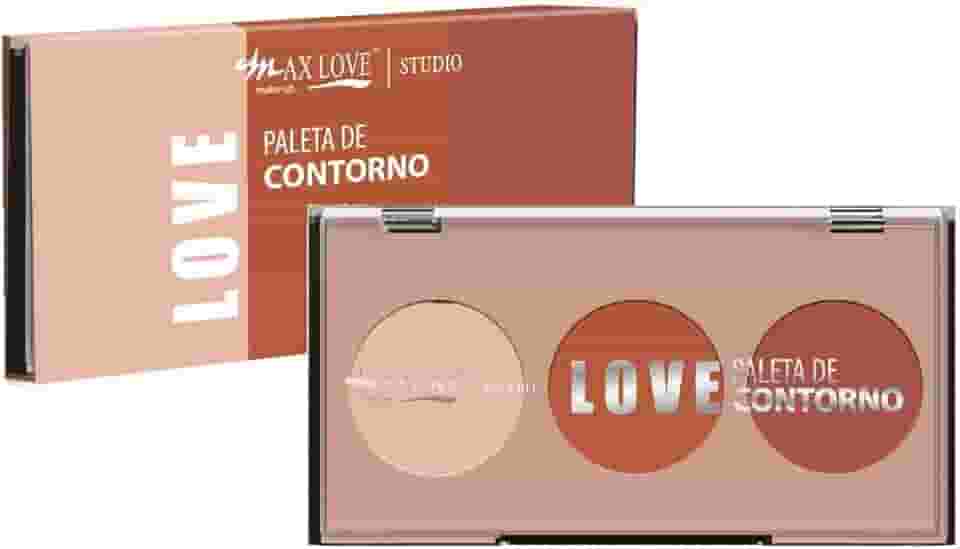 Paleta Contorno Trio Max Love Cor 3 - Definição Facial Profissional, Maquiagem que Esfuma Fácil, Custo-Benefício, Peles Morenas e Negras