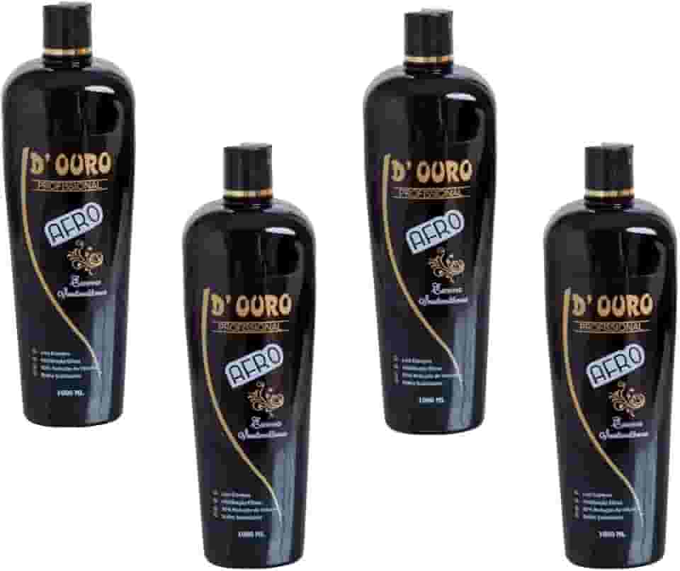 D’Ouro Escova Progressiva Afro 4×1000 ml – Kit escova progressiva para cabelos resistentes | brilho e maciez