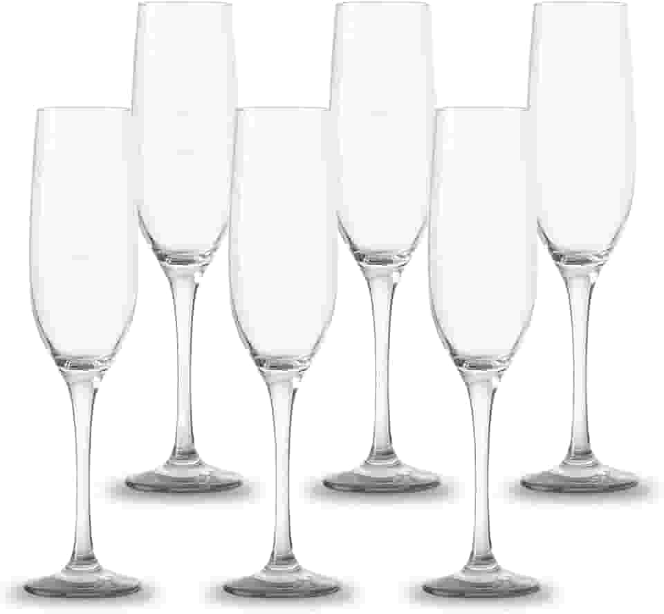 Jogo de 6 Taças de Champanhe Cristal Luxo 220ml para Brindes Casamentos e Festas Premium Elegante Durável Transparente Resistênte