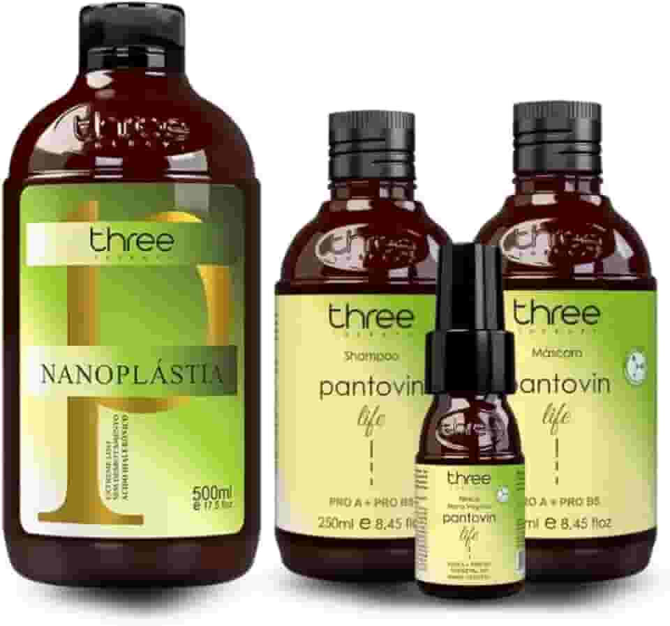 Selagem Nanoplastia Pantovin Com Kit Life Home Care Shampoo Mascara e Tonico Capilar Three Therapy
