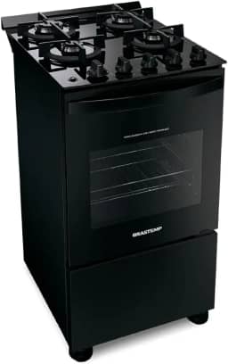 Fogão de Piso Brastemp 4 Bocas com mesa de vidro e grades duplas de ferro fundido Preto - BFO4VAE - Bivolt