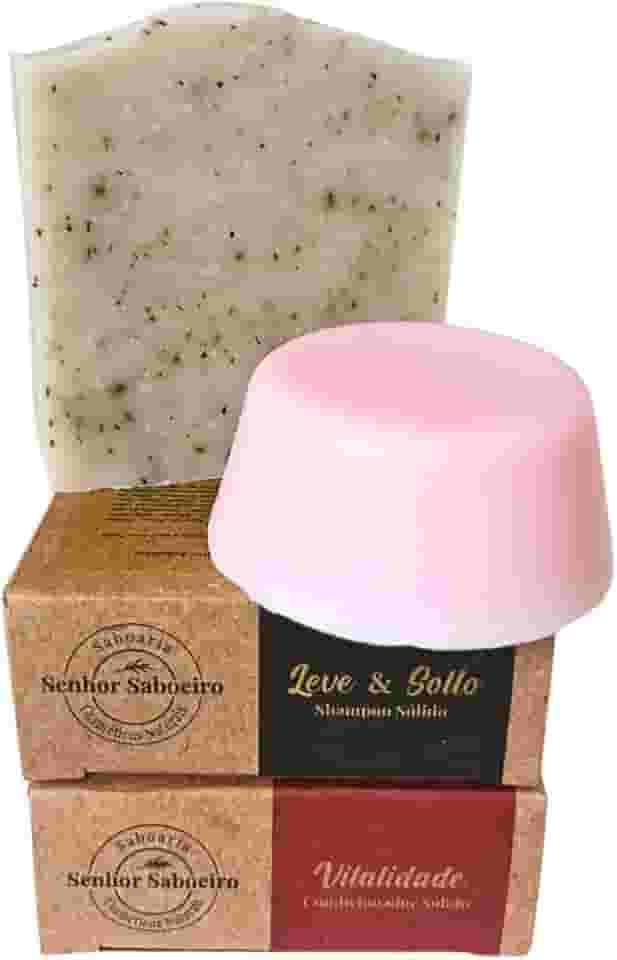 Kit Shampoo de Aloe Vera e Condicionador de Pitaia em Barra Senhor Saboeiro - Hidratação Profunda Cabelos Secos