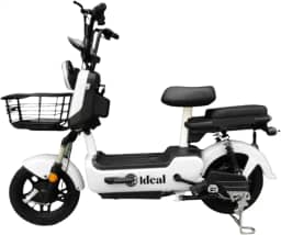 Bicicleta Elétrica 600W, Scooter Urbana Branca e Preta, Banco Duplo com Encosto, Motor 36V/48V, Velocidade Máxima 32 km/h, Aro 14, Painel Digital