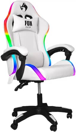 Cadeira Gamer Fox Racer Nordic Rgb Encosto Ajustavel Branca Até 120kg