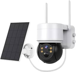 Camera de Segurança Wifi, Câmera de Segurança Externa Solar, Bateria Recarregável, Placa Solar 5W, Detecção Humana PIR, Visão Noturna, Áudio Bidirecional, IP66, Armazenamento em Nuvem/microSD, 2MP