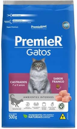 PremieR Pet Ambientes Internos Ração Seca para Gatos Castrados 7 a 11 Anos Sabor Frango 7,5kg
