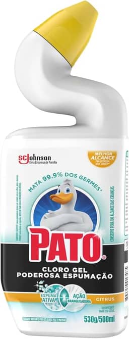 Pato Limpador Sanitário Desinfetante Cloro Gel, Citrus, Poderosa Espumação, 500ml