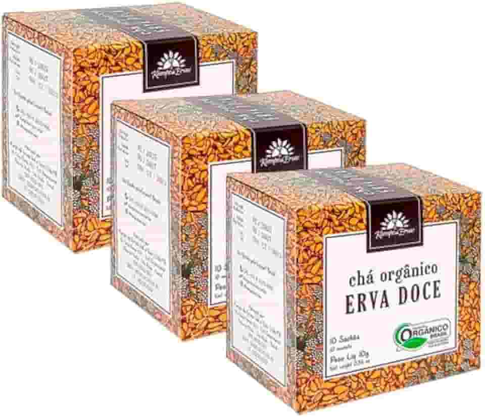 Kit 3X: Chá de Erva Doce Orgânico Kampo de Ervas 10 Sachês