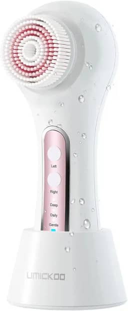 Esfoliante facial, escova de limpeza facial, recarregável, IPX7, à prova d'água, com 5 cabeças de escova, escova elétrica giratória facial para esfoliação, massagem e limpeza profunda