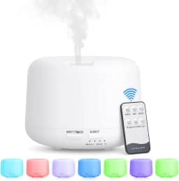 Aromatizador Umidificador Difusor de Ar Ultrassônico 300ml Com Controle Remoto LED 7 Cores para Aromaterapia e Ambientes