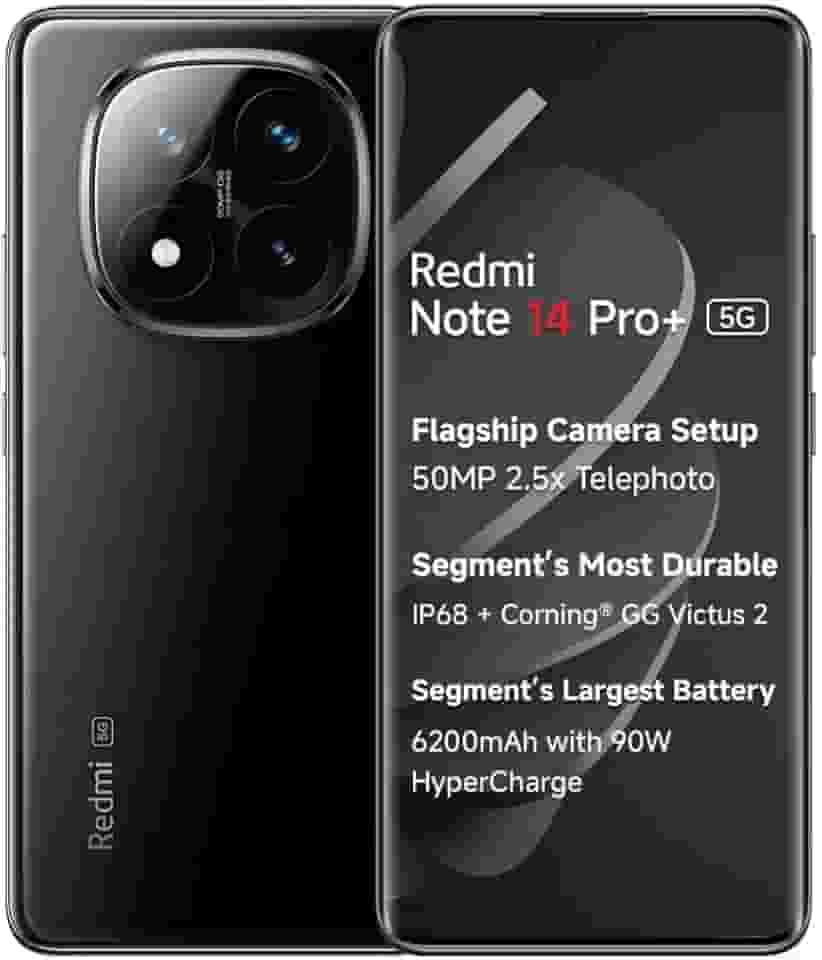 Smartphone Xiaomi Redmi Note 14 Pro+ Plus 5G Preto 8GB RAM 256GB ROM NFC Modelo 24115RA8EG