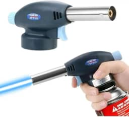 Maçarico Portátil Culinária Gourmet com Acendimento Automático via gatilho, Chama Ajustável até 1300°C, Compacto, Gás Butano, Seguro e Multifuncional Uso Doméstico e Profissional - LINHA PREMIUM