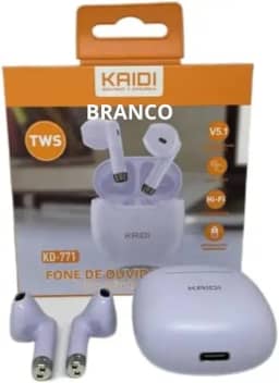 Fone De Ouvido Sem Fio Kaidi TWS Smart Touch V5.1 Kd-771 (Branco)