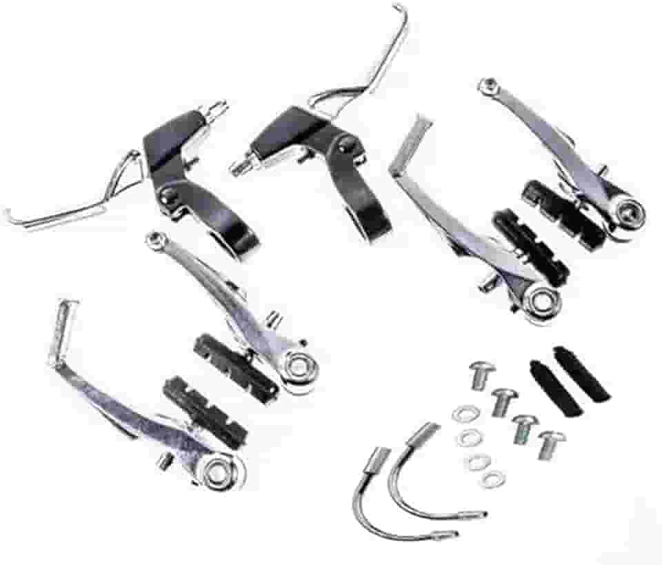 FREIO V-BRAKE COM MAÇANETA DE ALUMINIO PRATA P/BICICLETA