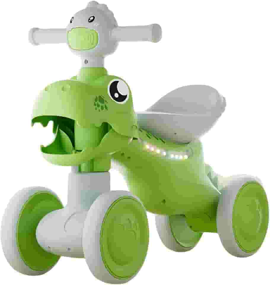 Bicicleta de Equilíbrio DinoPlus Verde Kidino Motoca Infantil Dino Triciclo Bebe Leve e Durável Bike Sem Pedal