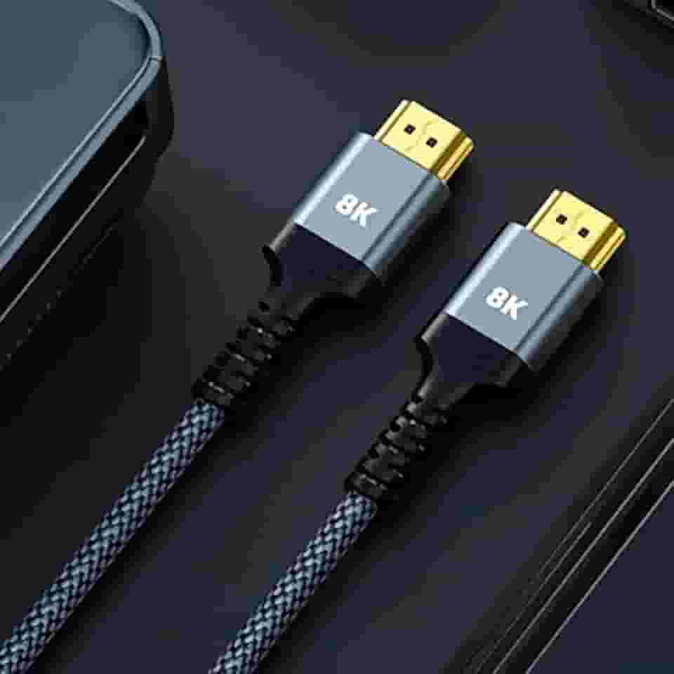 Cabo HDMI longo 8K@60 de 1,5 m, cabo HDMI para jogos de alta velocidade 2.1 de 48 Gbps, nylon trançado e conectores dourados para TV/laptop/monitor/PS-5/X-box/projetor/entretenimento/sistema de som e
