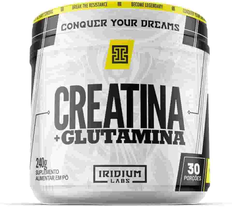 Iridum Labs Creatina + Glutamina - 240g - Sem Sabor - Força, Desempenho, Premium - 30 doses