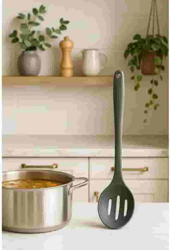 Colher Vazada Silicone Cinza Vista Home