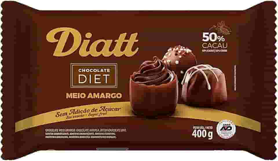 Barra de Chocolate Diet Meio Amargo 500g - Diatt