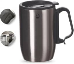 Copo Caneca Térmica Inox 350 ML Com Alça Para Café Chá Chocolate SHOP ZIN.GO (Cinza)