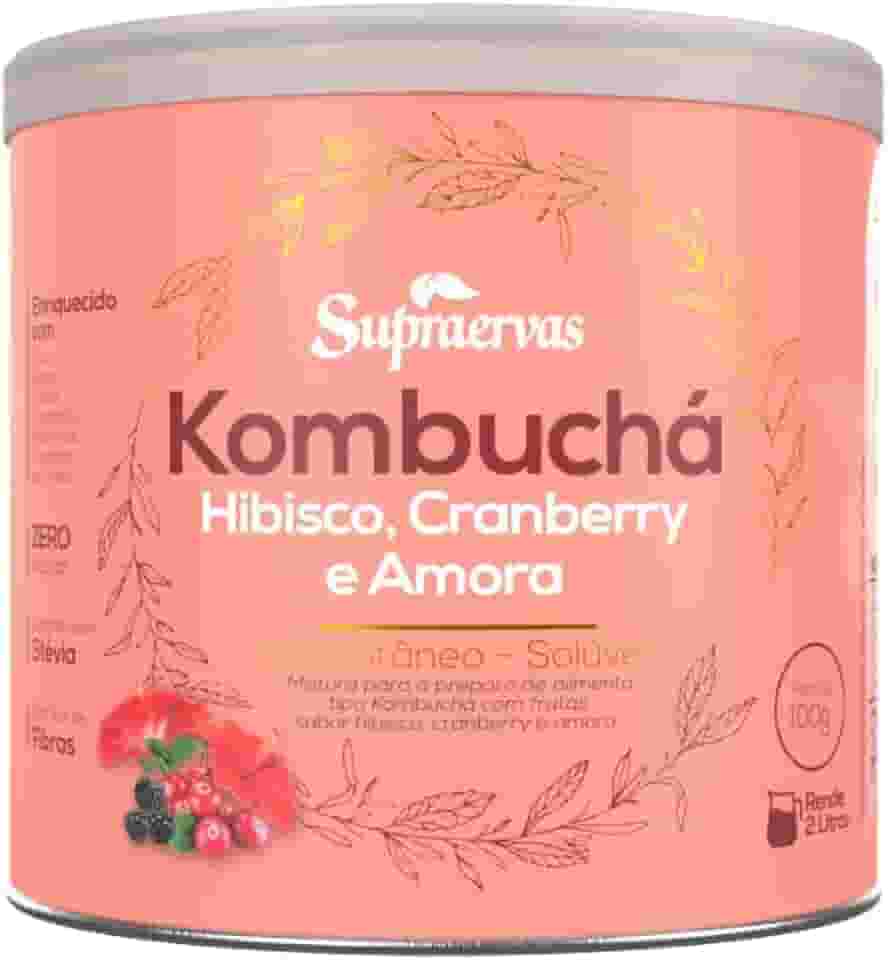 Supraervas Kombucha em Pó 200g - 3 Sabores (Hibisco, Cranberry e Amora) - 20 Porções - Chá em Pó