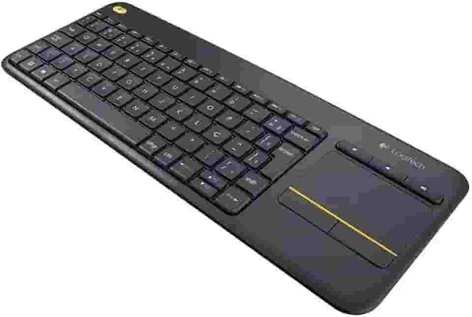 Teclado sem fio Logitech K400 Plus TV com Controle Easy Media e Touchpad Integrado, Conexão USB Unifying e Layout ABNT2