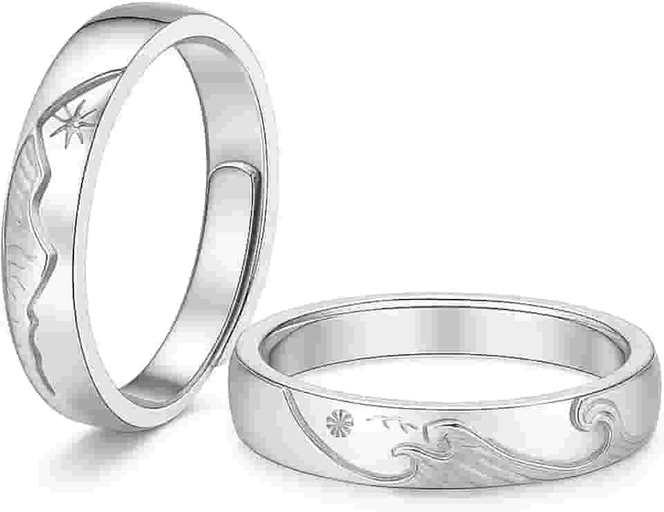 JOALLI Aliança de namoro Presente Feminino Presente Masculino Anel Masculino Prata Anel Prata 925 Feminino Ajustador de Anel de Namoro Aliança Ajustável