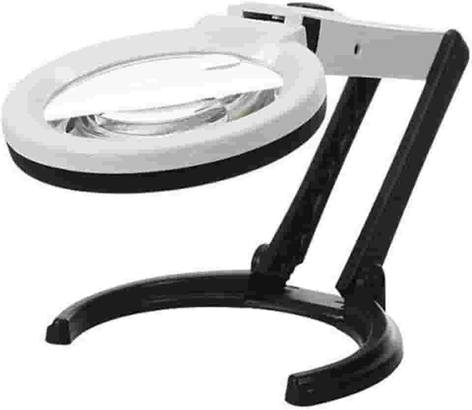 Lupa De Mesa Bancada 10 Leds Lente 120mm pilhas e bivolt CBR03549 - Commerce Brasil