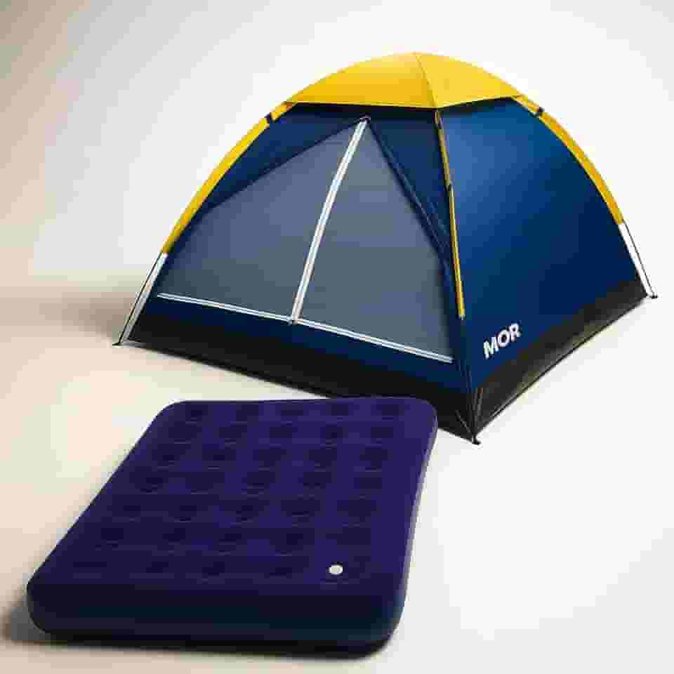 Kit Barraca de Camping Mor 4 pessoas + Colchão de Casal inflável Com bomba