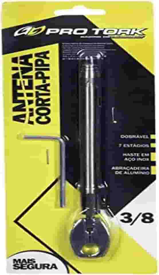 ANTENA CORTA PIPA PRO TORK 7 ESTÁGIOS RETRÁTIL 3/8 PARA RETROVISOR CROMADO