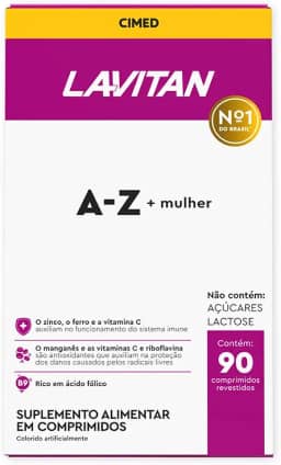 Multivitamínico Lavitan AZ Para Mulher Com 90 Comprimidos