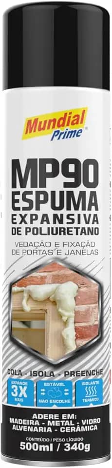 Espuma Expansiva de Poliuretano PU 500 ml (340 g) Mundial Prime – Vedação, Fixação de Portas e Janelas