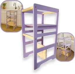 Torre De Aprendizagem Montessori 4 Em 1 Laqueada Lavanda Regula Altura