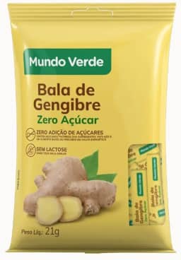Bala de Gengibre Zero Açúcar 21g Mundo Verde