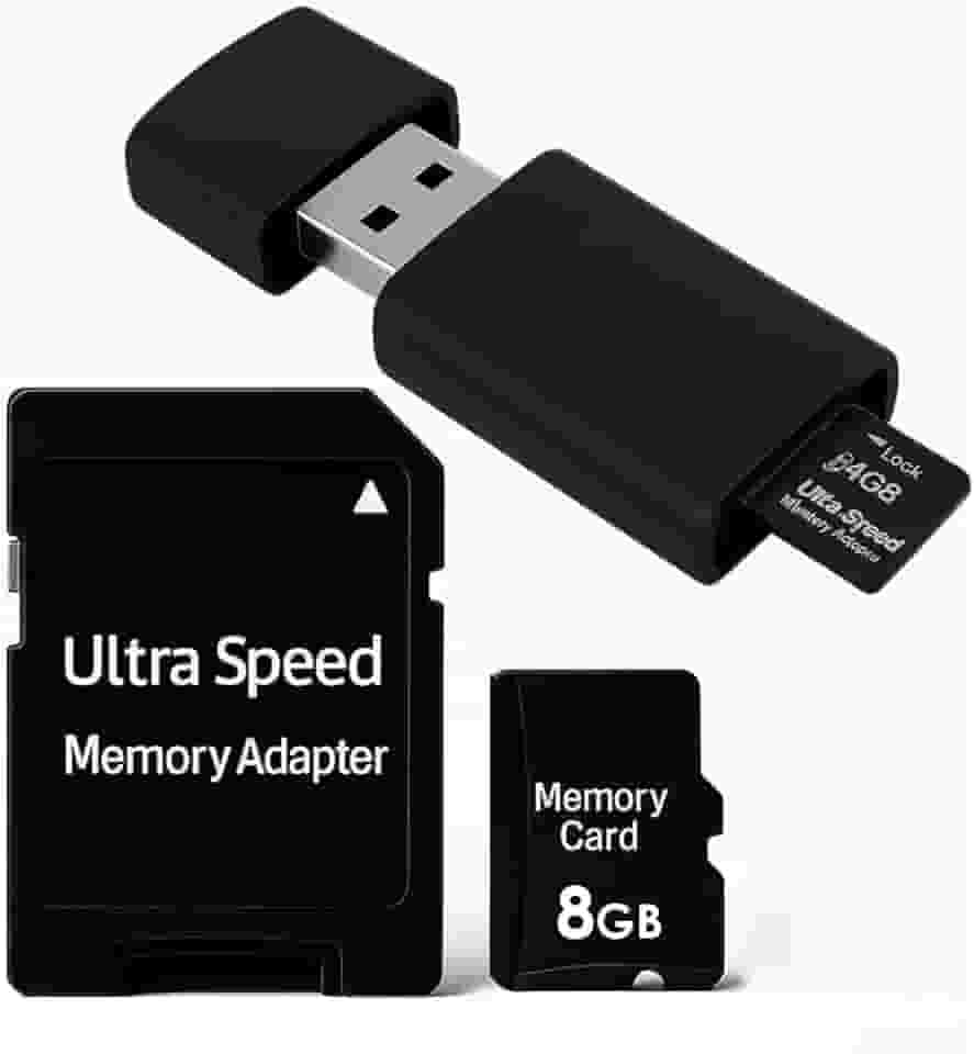 Cartão de Memória SD, 4GB a 128GB, Classe 10, Alta Velocidade, com Adaptador USB e SD, compatível Android e câmera (8GB)