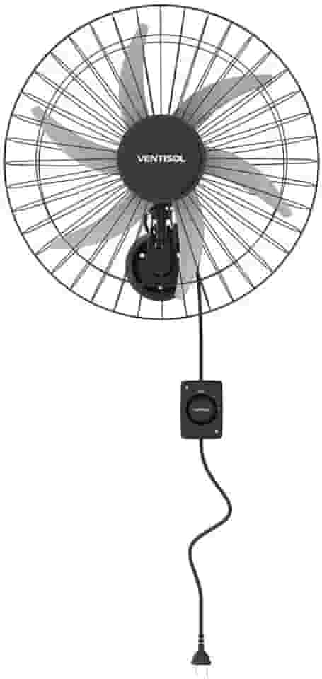 Ventisol Ventilador de Parede Oscilante, Steel, Preto/Prata, 50cm, Bivolt