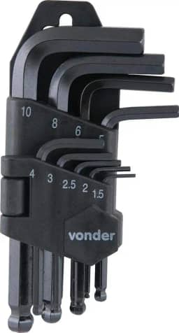 Vonder, Jogo De Chaves Hexagonais (Allen), Abauladas, 1,5 Mm A 10 Mm, Com 9 Peças.