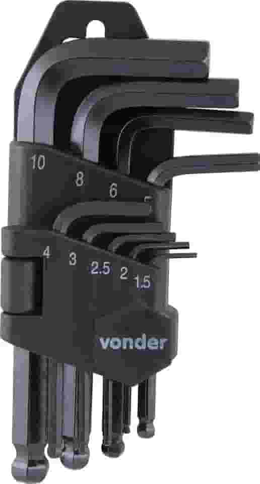 Vonder, Jogo De Chaves Hexagonais (Allen), Abauladas, 1,5 Mm A 10 Mm, Com 9 Peças.